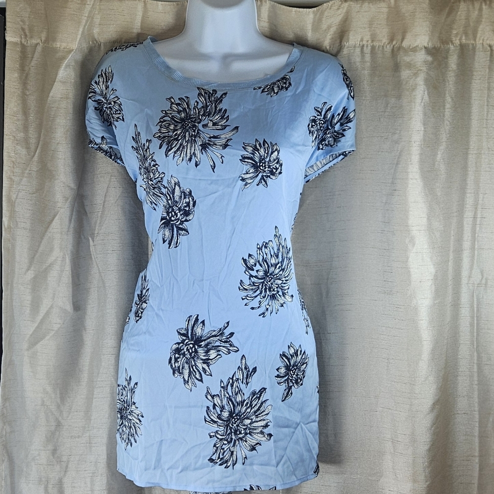 NWT Nordstrom blue floral silk blouse top Womens XLarge - Picture 6 of 8